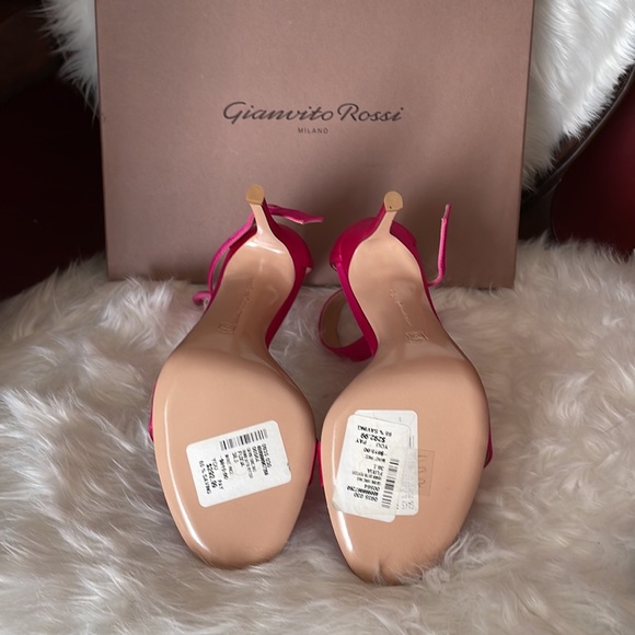 BNWT 100% AUTHENTIG GIANVITO ROSSI SATIN SANDALS IN HOT PINK, SIZE 38.5 - Picture 7 of 8